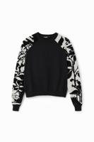 Gecombineerde trui met bloemen - BLACK - L