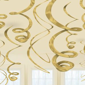 Hangdecoratie Swirls Goud - 12 Stuks