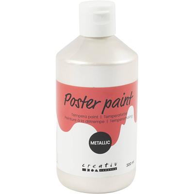 Creativ Company Tempera verf metallic , wit, 300 ml/ 1 doos