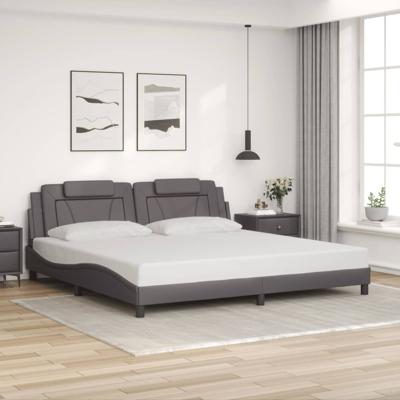 Bedframe met hoofdbord kunstleer grijs 200x200 cm