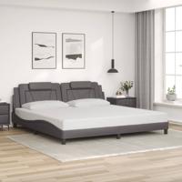 Bedframe met hoofdbord kunstleer grijs 200x200 cm