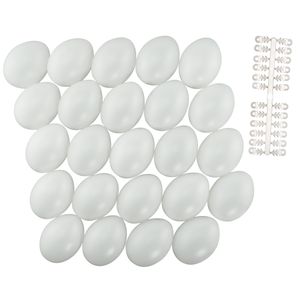 72x stuks witte hobby knutselen eieren van plastic 6 cm met hanger