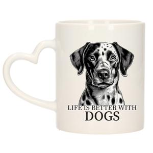 Cadeau mok voor honden liefhebbers - Dalmatier - wit met hartjes oor - keramiek - 300 ml