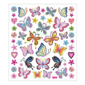 Creativ Company Stickers bloemen en vlinders, 1 vel