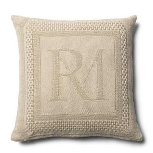 Riviera Maison Kussenhoes Beige geborduurd 50x50 - Monogram Jacquard