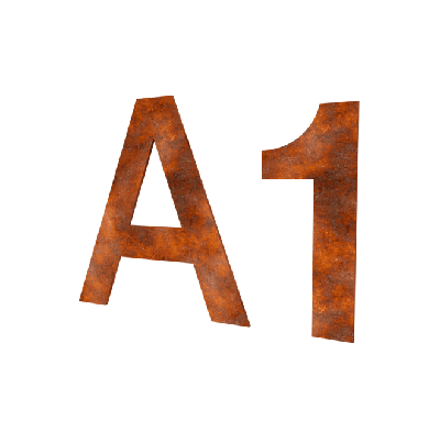 Cortenstaal letters & nummers 2 mm - per stuk Cortenstaal letters & nummers 2 mm - per stuk