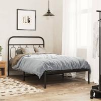 Bedframe met hoofdbord metaal zwart 100x190 cm