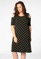 Yoek Jurk met ruches DOTS | Zwart | Maat 54/56 Yoek Jurk met ruches DOTS | Zwart | Maat 54/56