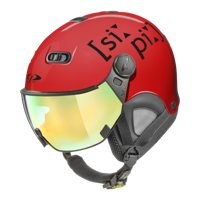 CP Carachillo XS skihelm rood glimmend - helm met spiegel vizier (☁/❄/☀) CP Carachillo XS skihelm rood glimmend - helm met spiegel vizier (☁/❄/☀)