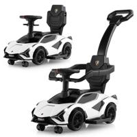 3-In-1 Kinderduwauto Gelijkvloerse Auto met Lamborghini-Licentie Muziek Koplampen Afneembare Universele Wielen Verborgen Opbergruimte