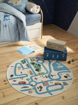 Rond tapijt met renbanen Varsity ecru Rond tapijt met renbanen Varsity ecru