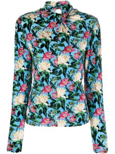 Rabanne haut à fleurs en jacquard - Multicolore