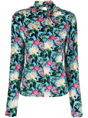Rabanne haut à fleurs en jacquard - Multicolore
