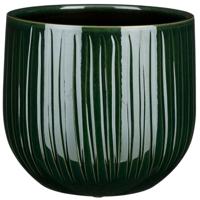Mica Decorations Plantenpot - keramiek - donkergroen glans/ribbels- D25 x H20 cm - bloempot Mica Decorations Plantenpot - keramiek - donkergroen glans/ribbels- D25 x H20 cm - bloempot