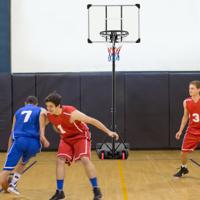 Vrijstaande Basketbalring in Hoogte Verstelbaar 176-206cm Mobiele Basketbalstandaard met Vulbare Voet voor Kinderen Tieners Volwassenen - thumbnail