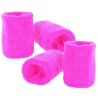 Pols zweetbandjes - 4x stuks - neon roze - voor volwassenen