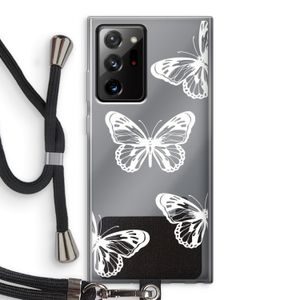 White butterfly: Samsung Galaxy Note 20 Ultra / Note 20 Ultra 5G Transparant Hoesje met koord