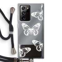 White butterfly: Samsung Galaxy Note 20 Ultra / Note 20 Ultra 5G Transparant Hoesje met koord