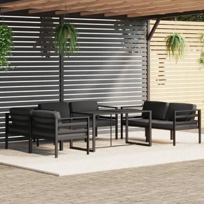 7-delige Loungeset met kussens aluminium antracietkleurig