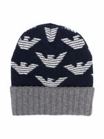 Emporio Armani Kids bonnet à logo intarsia - Bleu - thumbnail