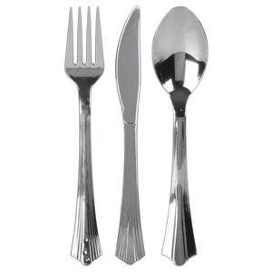 BBQ/verjaardag/camping bestek - 40 personen - stevig kunststof - 17 cm - zilver - herbruikbaar