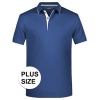 Grote maten polo shirt Golf Pro premium navy/wit voor heren - thumbnail