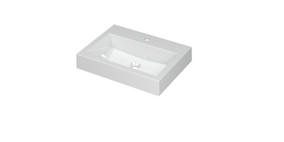 INK® Momento wastafel polystone met 1 kraangat 60 x 9 x 45 cm, glans wit