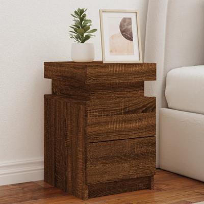 Nachtkastje met LED-verlichting 35x39x55 cm bruin eikenkleur
