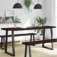 Tafelblad natuurlijke rand 180x40x(2-4)cm eikenhout donkerbruin