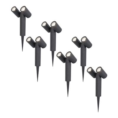 Set van 6 Pinero Dubbel LED prikspots - GU10 10 Watt 400 lumen - Dimbaar - Kantelbaar - GU10 - 6000K daglicht wit - IP65 waterdicht - Zwart
