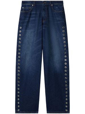 Off-White jean ample à détails d'œillets - Bleu