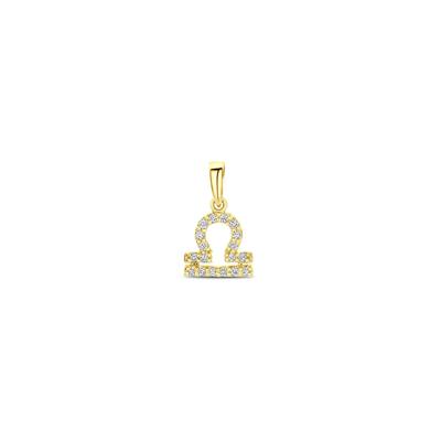 14k Geelgouden Hanger Sterrenbeeld Weegschaal met Diamant H SI
