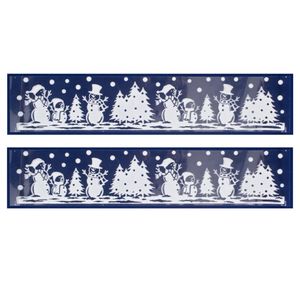 2x stuks velletjes kerst raamstickers sneeuw landschap 12,5 x 58,5 cm - Feeststickers