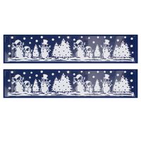 2x stuks velletjes kerst raamstickers sneeuw landschap 12,5 x 58,5 cm - Feeststickers - thumbnail