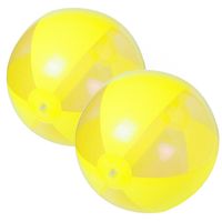 2x stuks opblaasbare strandballen plastic geel 28 cm - Strandballen - thumbnail