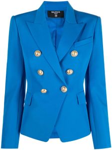 Balmain blazer croisé à revers crantés - Bleu