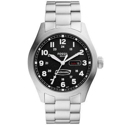 Fossil FS5976 Horloge Defender Solar staal zilverkleurig-zwart 46 mm