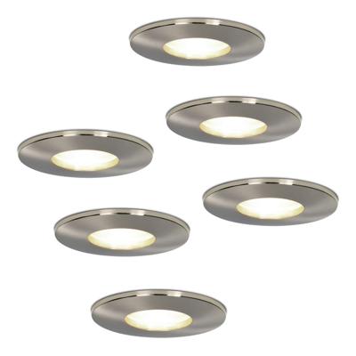 Set van 6 Vegas - LED Inbouwspots - 5 Watt 400 lumen - 4000K Neutraal wit - GU10 - Dimbaar - Rond - IP44 voor badkamer, buiten en binnen - RVS