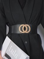 Stylish Double Circle Metal Elastic Wide Girdle Belt