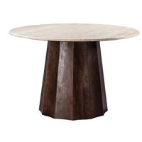 Giga Meubel - Eettafel Rond 150cm - Travertin - Bruin - Eettafel Lucio