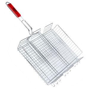 BBQ/barbecue rooster - grill mand - metaal/hout - 42 x 66 x 7 cm