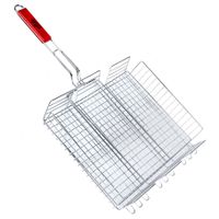 BBQ/barbecue rooster - grill mand - metaal/hout - 42 x 66 x 7 cm - thumbnail