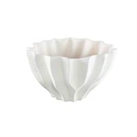 PTMD Merc White ceramic pot wavy ribbed low S - thumbnail