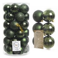 43x stuks kunststof kerstballen donkergroen 6 en 8 cm - Kerstbal