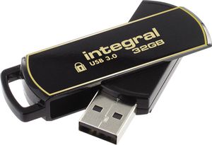 Integral 32GB Secure 360 Encrypted USB 3.0 USB flash drive USB Type-A 3.2 Gen 1 (3.1 Gen 1) Zwart, Goud