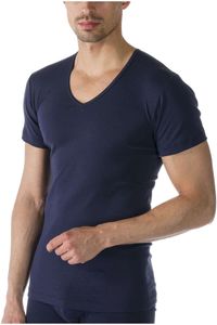 Mey Casual Cotton Regular Fit T-Shirt V-hals donkerblauw, Effen