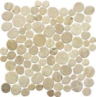 Stone Line Coins Mozaiek Tegel Round - Crème Marmer Ongeglazuurd 300x300mm