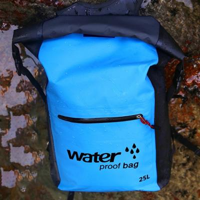 Outdoor vouwen dubbele schoudertas droge zak PVC waterdichte rugzak capaciteit: 25L (hemelsblauw)