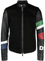 DSQUARED2 veste en cuir zippée à logo embossé - Noir