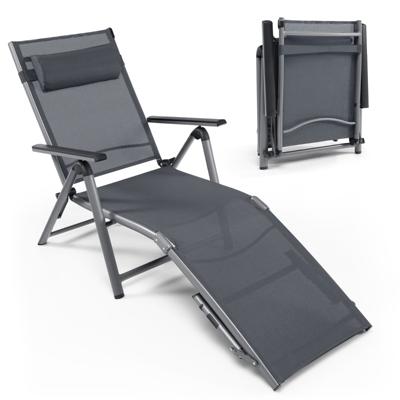 Buiten Aluminium Ligstoel Patio Opvouwbare Ligstoel met 8 Rugleuning en 2 Poot Verstelbare Posities Ligstoel met Sneldrogende Stof